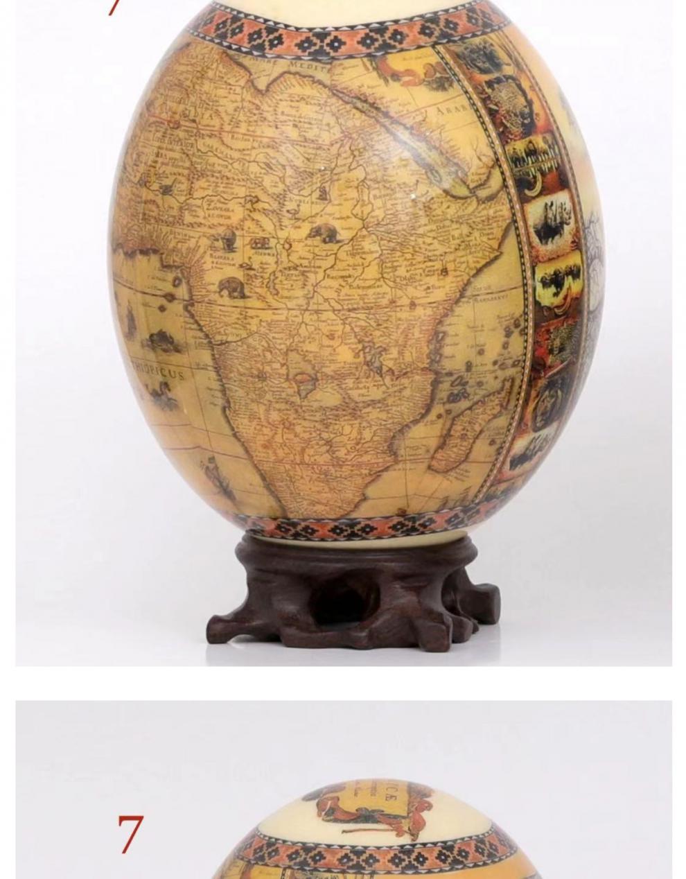 禾佳成 鸵鸟蛋壳雕刻工艺品 南非进口鸵鸟蛋壳工艺品玄关酒柜摆件装饰