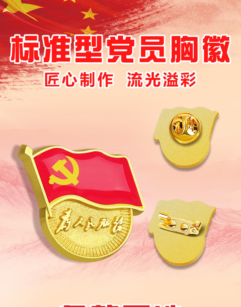 温妤wxpyu2020年新版党徽标准型别针式胸针新吸铁石为人民服务胸章小
