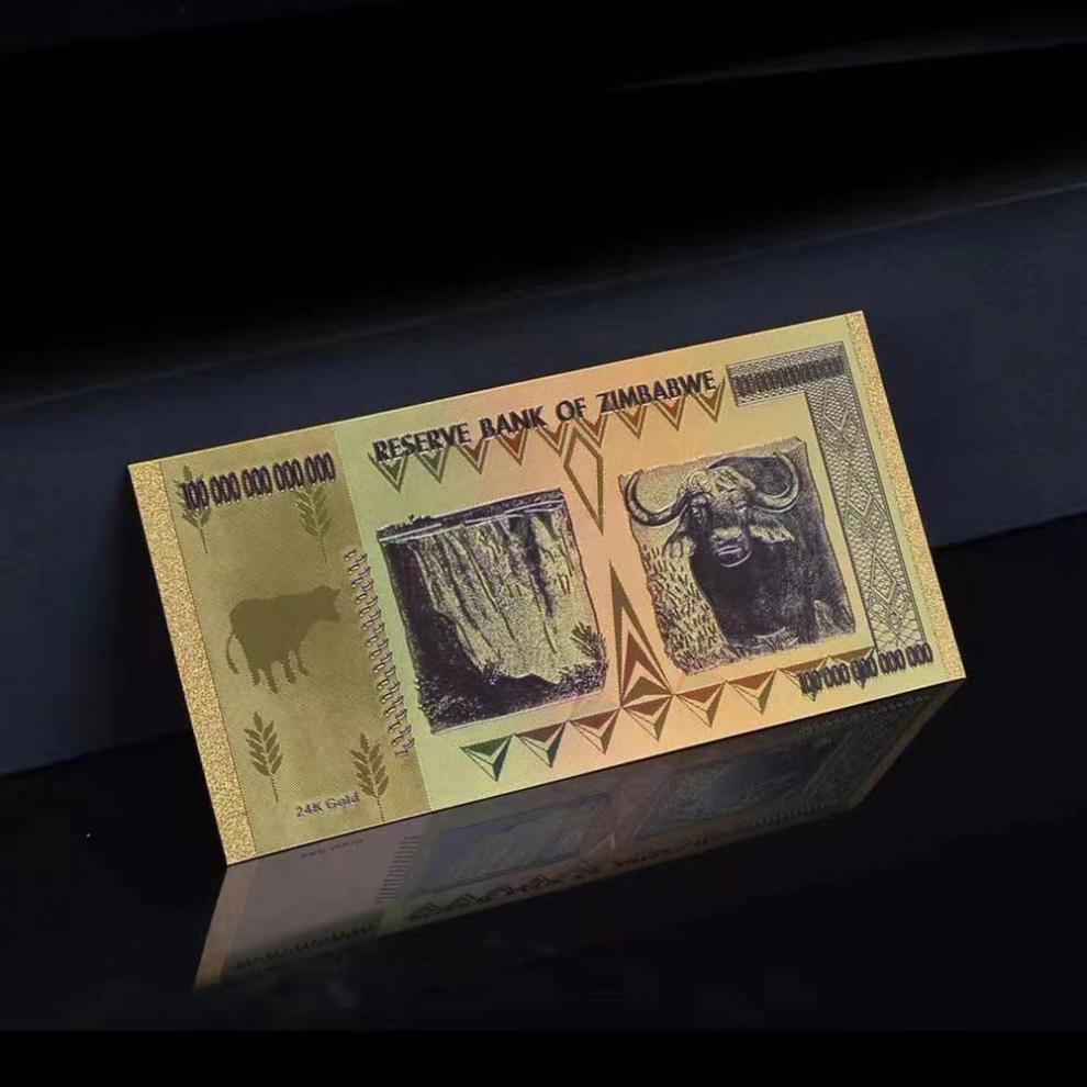 数字藏品全新2022津巴布韦100万亿金箔纸币纪念钞百万亿金箔钞收藏