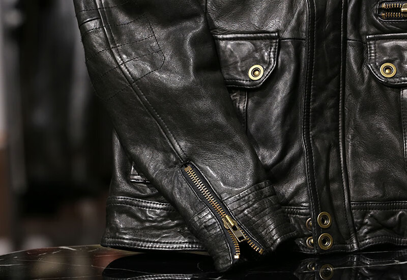 凯撒(kaiser)真皮皮衣男多口袋水洗褶皱全植鞣绵羊皮皮衣日系机车真皮