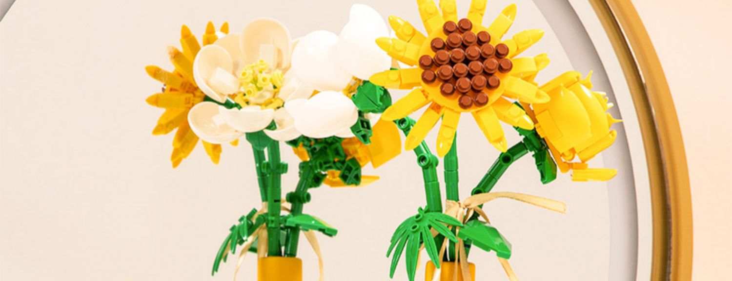 高颜值送女生闺蜜礼物礼品潮玩积木花玫瑰花束花朵diy拼装玩具紫