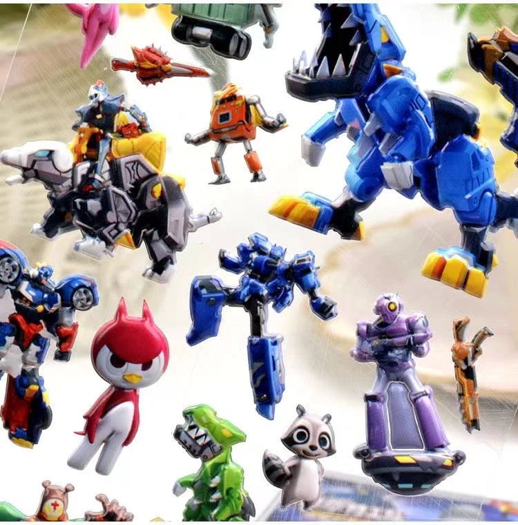 儿童卡通立体泡泡贴全套贴画男孩粘贴塞米机甲雷 闪乐迷你特工队4张