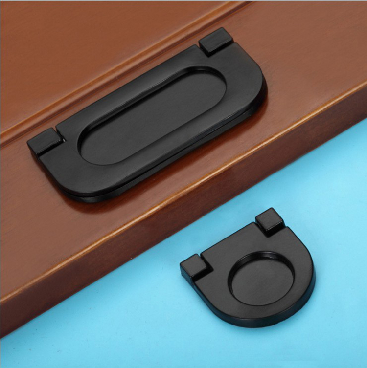 衣柜内抽屉暗扣拉手现代简约黑色隐形橱柜门把手厅鞋柜明装平拉手