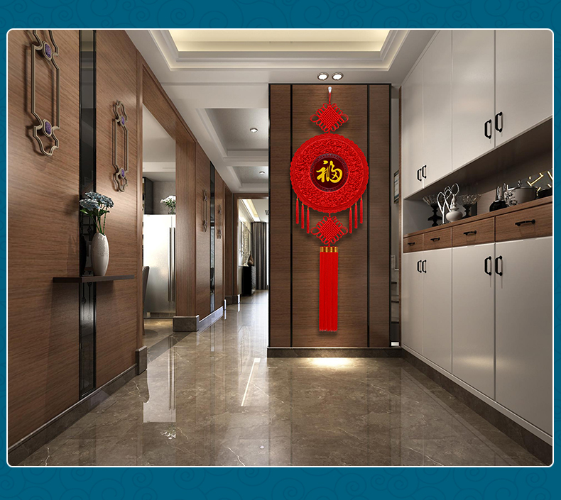 入户门挂件中国结挂件客厅大号桃木福字挂饰玄关装饰入户门手工小号进