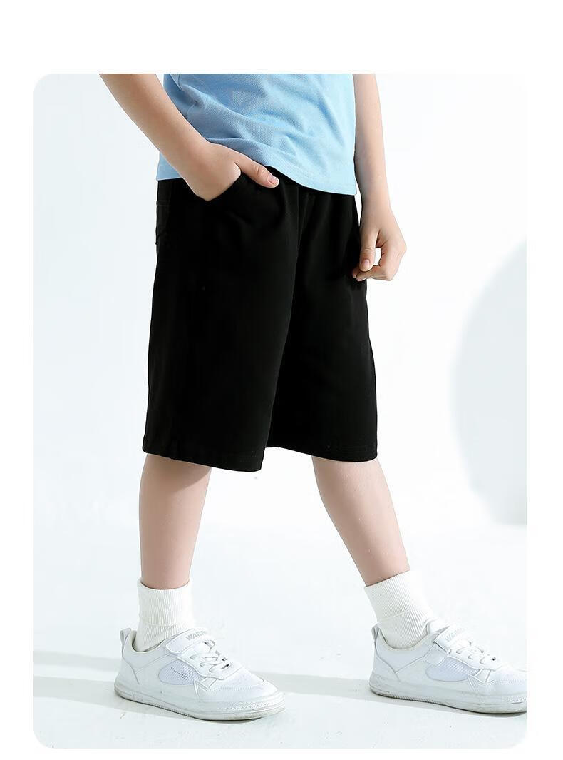 绅威狐 儿童深蓝色校服短裤男童灰色裤子小学生藏青色五分运动裤夏季