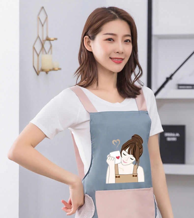 时尚围裙女防水防油可爱围裙女厨房做饭围裙可擦手无袖围裙工作服新