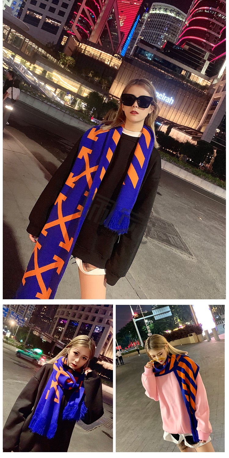 蓝色有手提袋 品牌: 贪野 商品名称:男生围巾ins男女情侣款围脖off