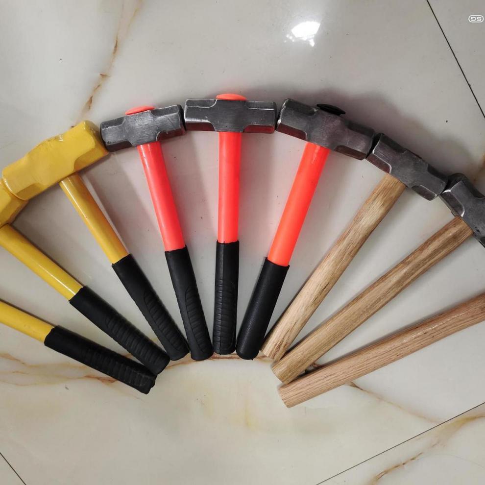 八角锤木柄钢炳重型砸墙拆墙利器建筑铁榔头建筑工具锤头黄钢管柄2p约