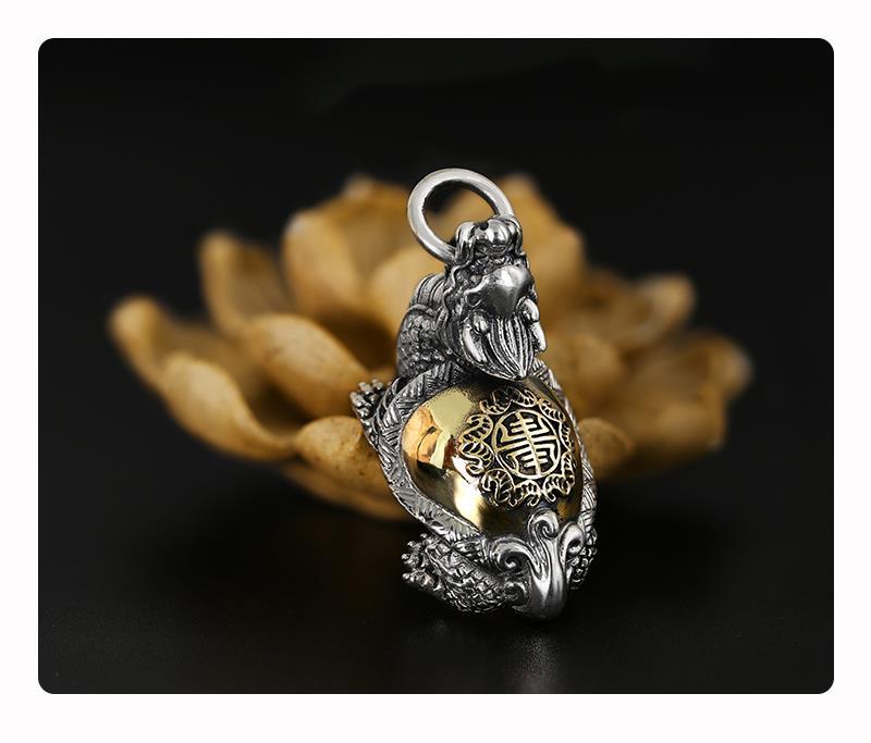 依依百福龙龟吊坠男士足银霸气复古个性男女同款挂件钥匙挂坠潮人龙龟