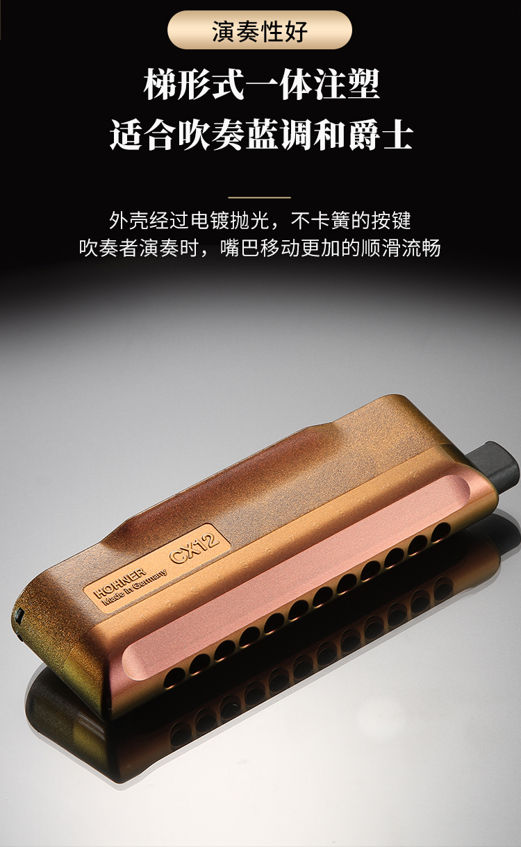 德国原装cx-12 12孔半音阶acg动漫爵士流行口琴3秒拆卸保养 c调 新手