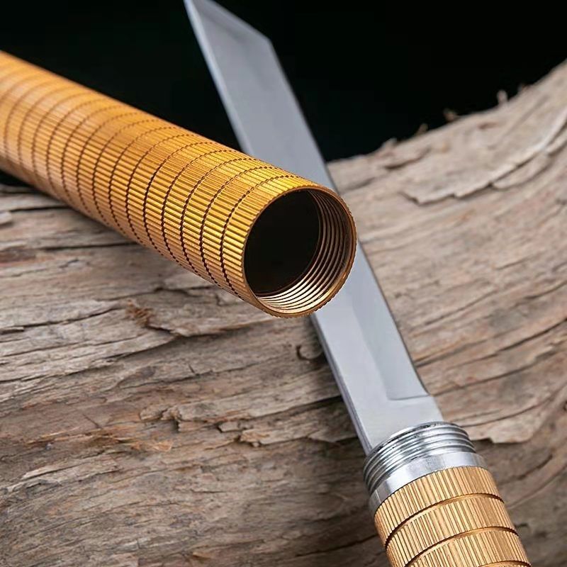 康阁 棍刀一体防爆瑞士长款户外防身刀合法防身棍中刀 黑色【图片