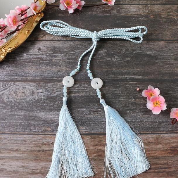 布带腰带古风圆领袍汉服宫绦绳平安扣流苏玉佩腰坠编织腰绳腰带手编