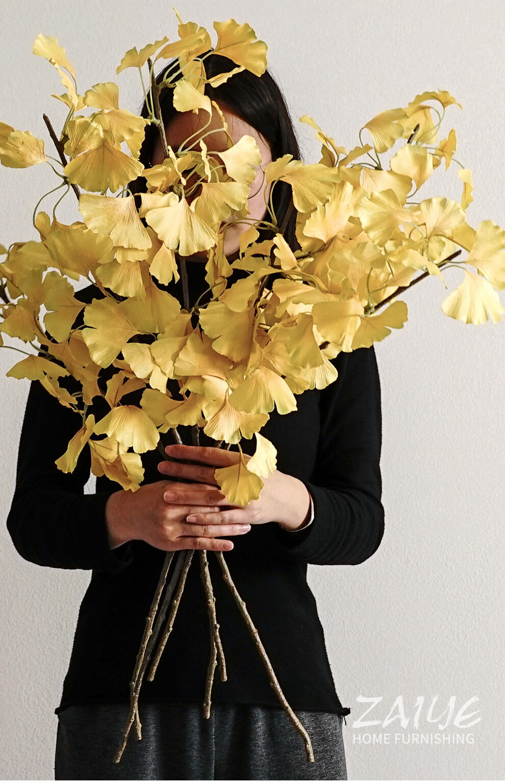 银杏叶花束在野 银杏叶仿真花束客厅餐桌塑料假花ins风摆件插花装饰