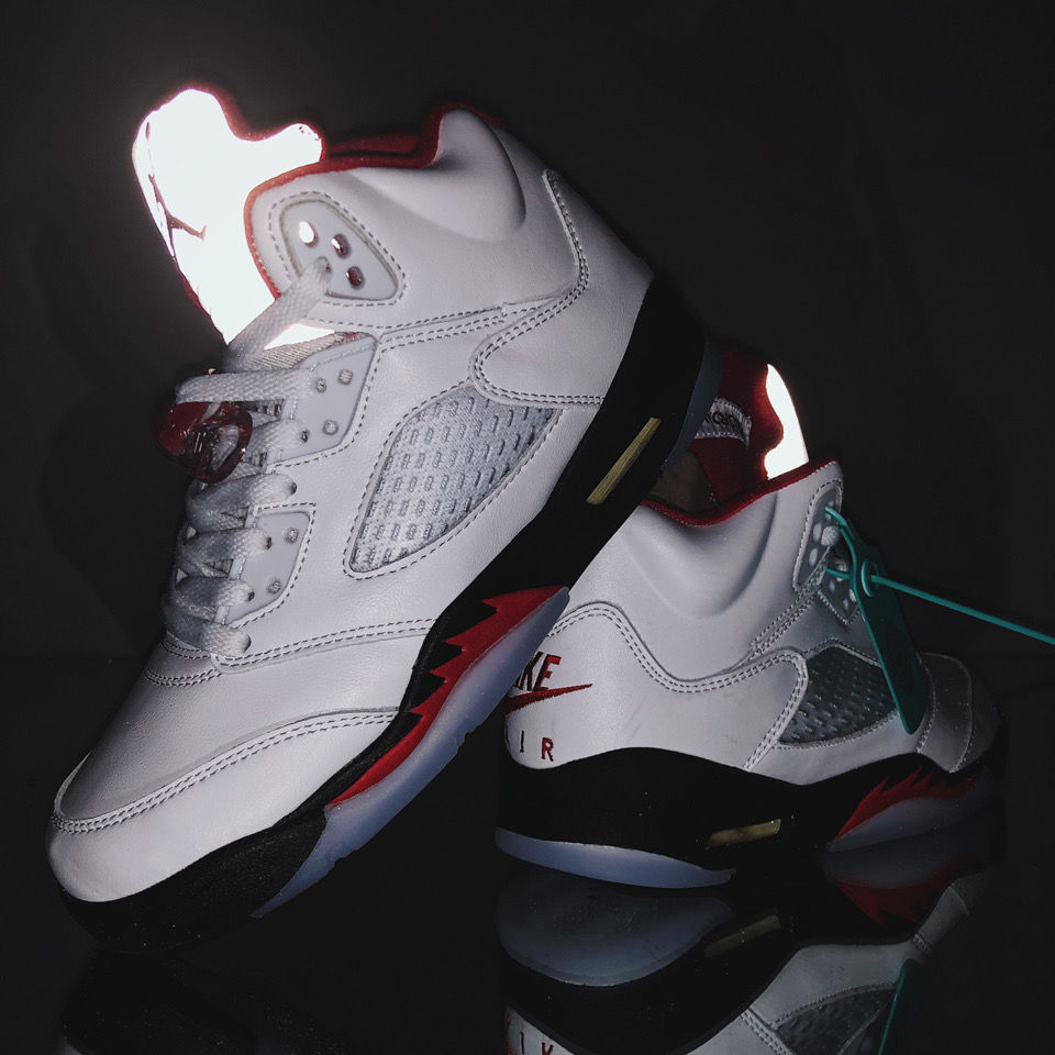 耐克纯原级aj5流川枫火焰红乔5男女休闲运动潮流情侣鞋学生党高帮sif