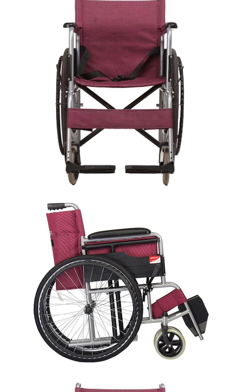 鱼跃yuwell手动轮椅车助行器便携折叠家用实心充气轮胎白色