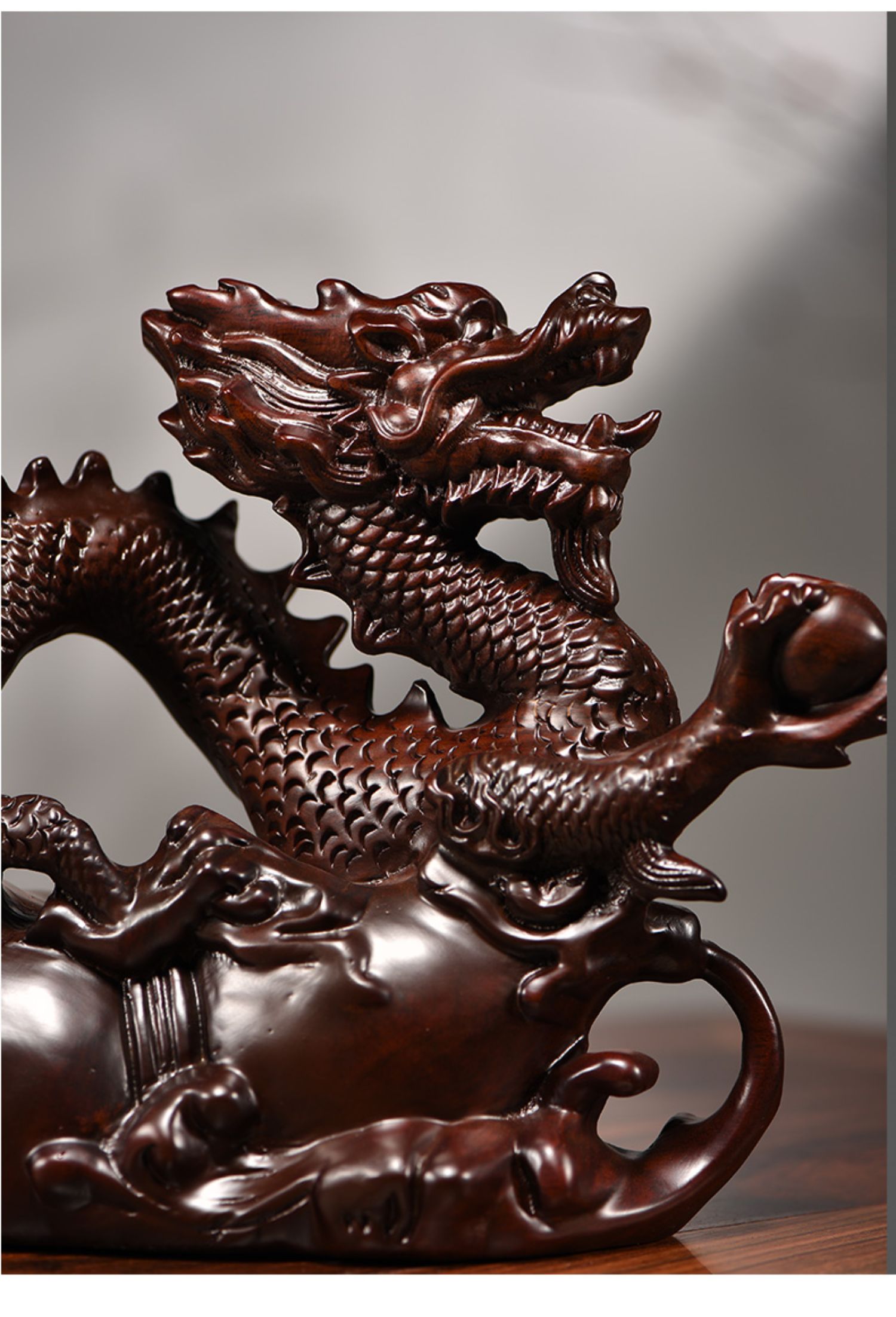 圣梵序黑檀木雕龙摆件实木十二生肖龙摆设家居客厅办公室装饰工艺品