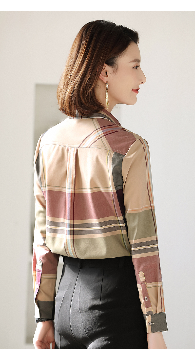 璐丝百丽格子衬衫女设计感小众长袖棉衬衣时尚英伦2022春秋季洋气上衣