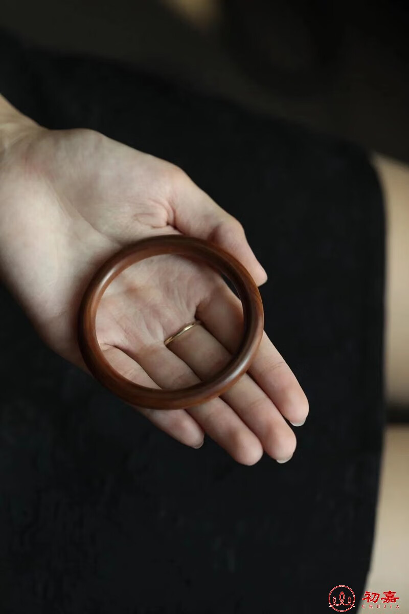 老料木质贵妃镯子送女友妈妈平安镯圆镯 老山檀手镯内径59*10mm【图片