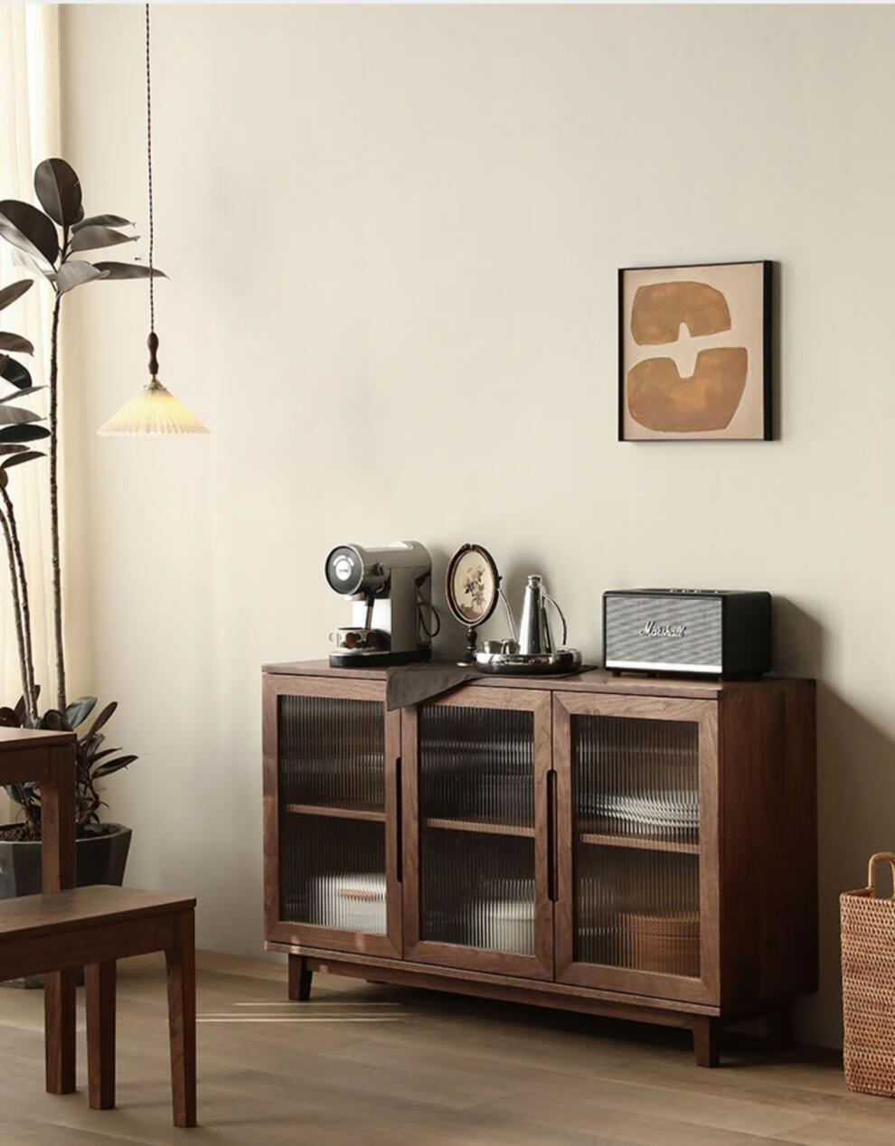 及木森品实木餐边柜原木黑胡桃木橡木北欧日式全实木餐厅家具储物餐边