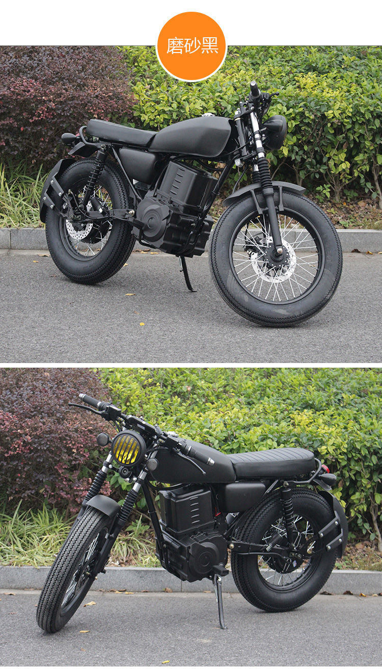 cg复古摩托车太子燃油车72v电摩狒狒街车哈雷款越野重机车电动车红色