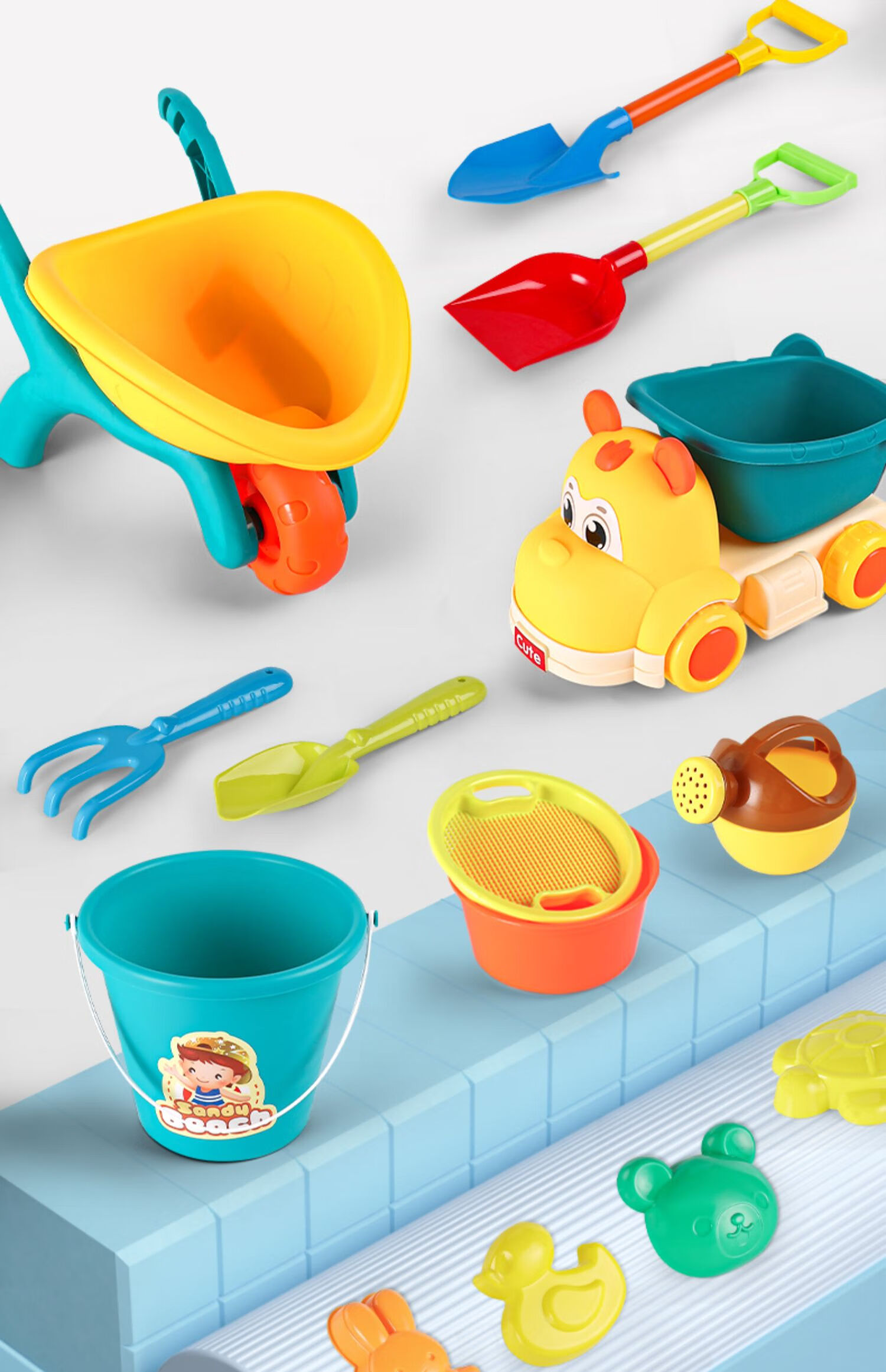 儿童沙滩玩具车小孩宝宝海边挖沙土工具铲子桶沙漏玩沙子套装沙池小熊