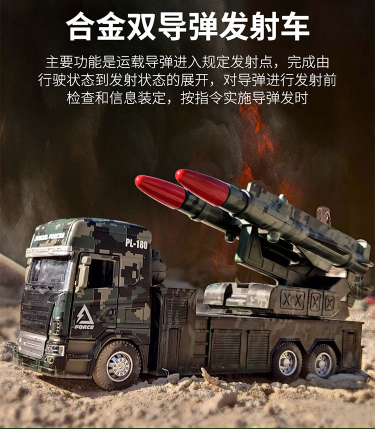 兒童玩具導彈車模型合金發射車軍事男孩火箭車炮彈車洲際玩具車59式