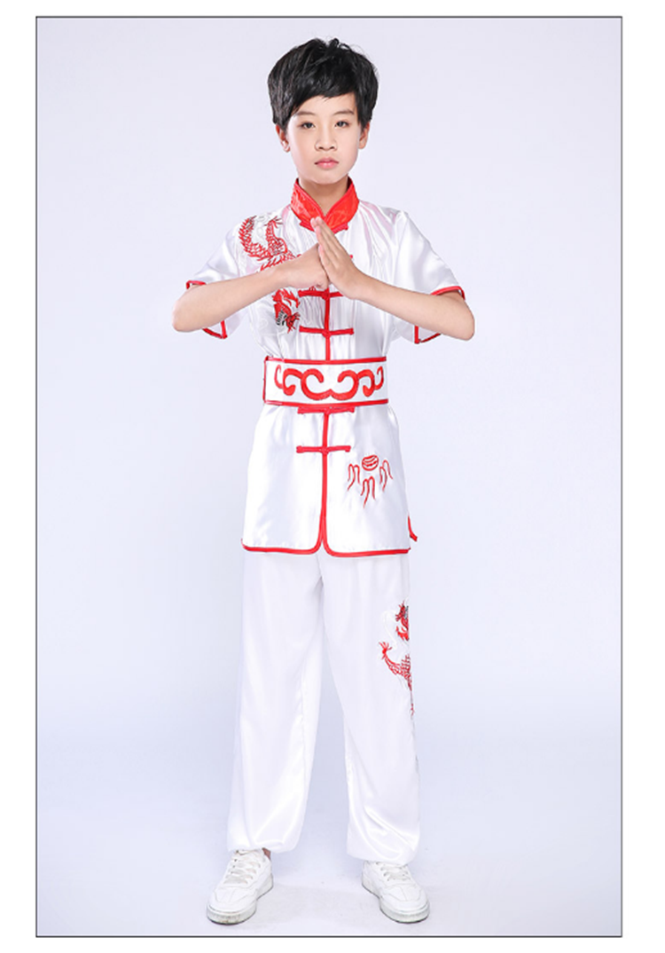 武极堂六一儿童武术表演服夏刺绣龙长拳体考服装男女童套路比赛彩演出