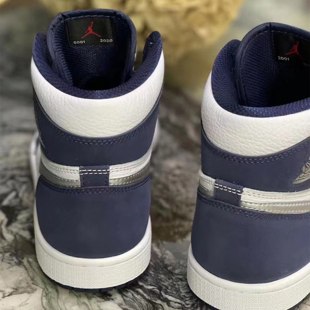 运动鞋air jordan 1 海军蓝 白蓝拼接男女高帮篮球鞋 午夜蓝 36