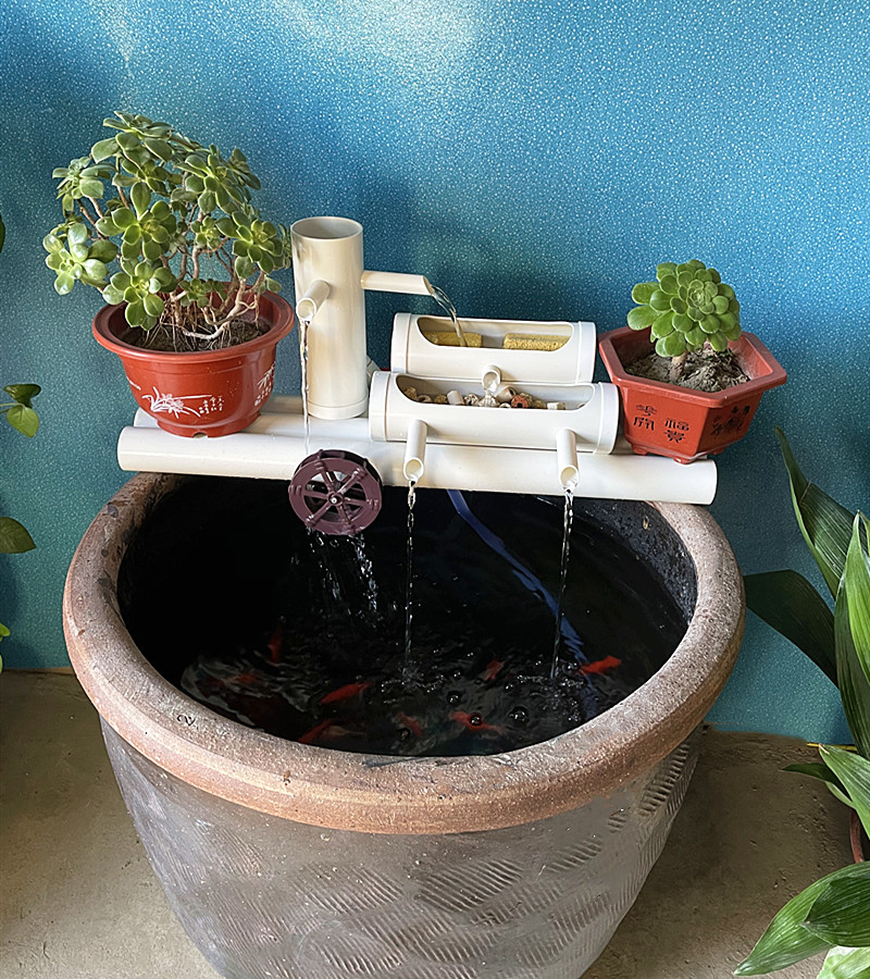 鱼缸过滤器水循环陶瓷圆缸养鱼设备上滤加氧流水器三合一净化粪便 带