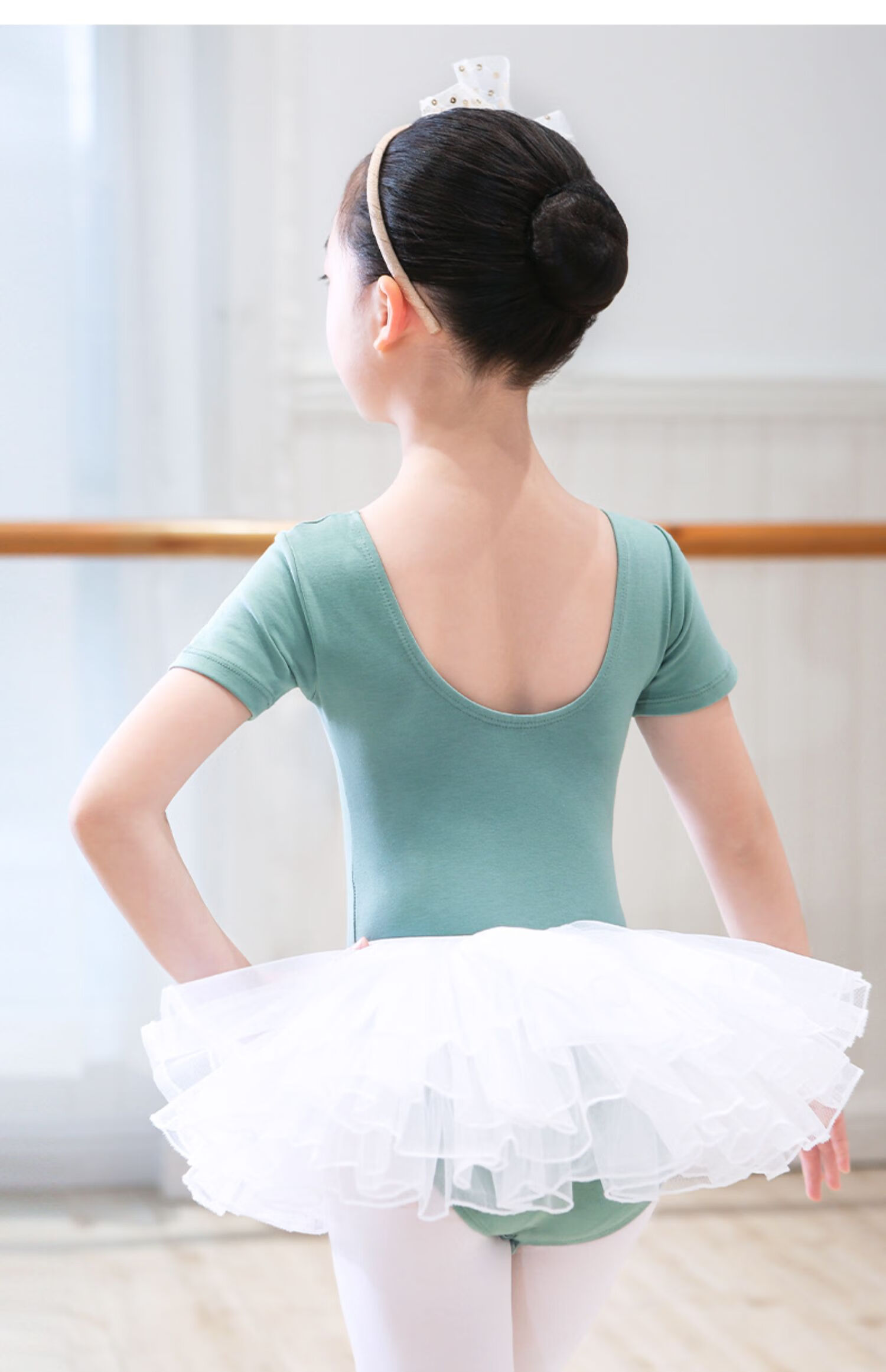 儿童舞蹈服女童夏短袖芭蕾中国舞体服练功体操服形体基训连体长袖林朝