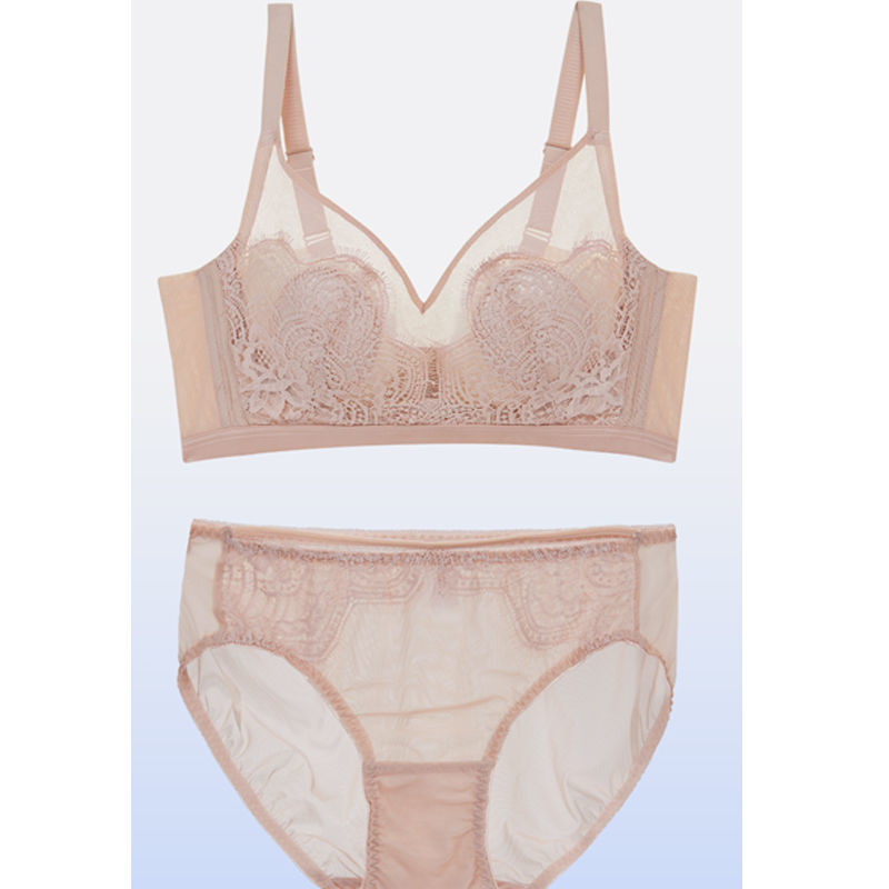 蔽月吟纤姿蒂内衣乳神杯文胸夏薄水晶杯内衣一套大胸显小性感胸罩
