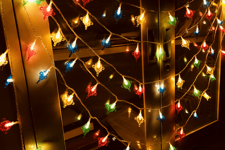 小灯笼串带灯 led新年彩灯闪灯串灯中国结红灯笼元宵节日小彩灯家用