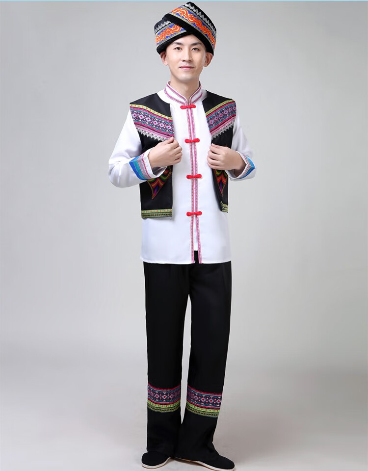 广西壮族服饰男少数民族服装云南苗族服彝族土家族舞蹈演出服 a款四