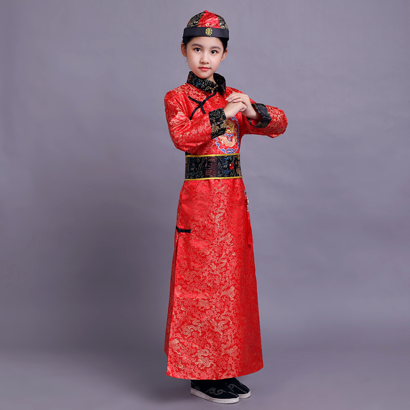 男装 唐装/汉服 灵妙感 满族服装男 儿童古装服装男童清朝小皇帝太子