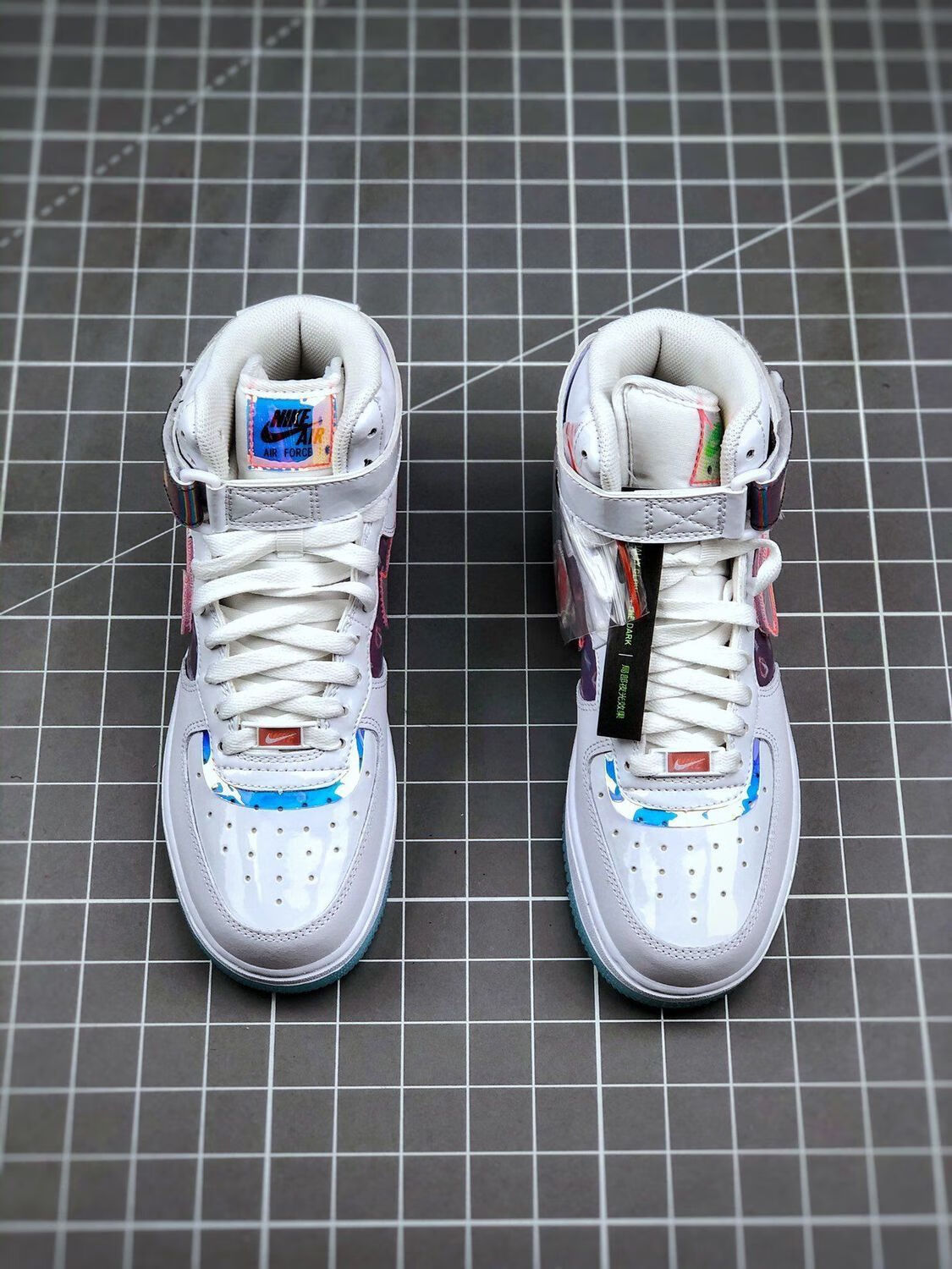 af1highgoodgame空军一号高帮电玩黑炫彩镭射白炫彩镭射魔术贴36