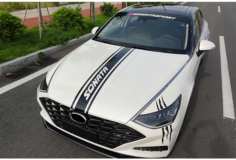 适用于20款现代十代索纳塔机盖拉花贴纸 索十改装专用引擎盖贴装饰