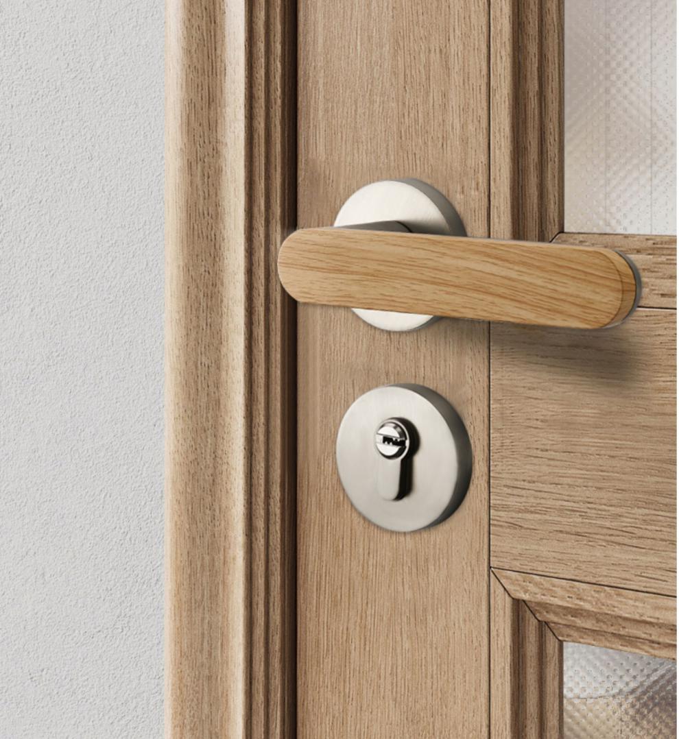 门锁室内卧室分体木纹门把手磁吸锁具轻奢木门锁新中式房门锁a款3550
