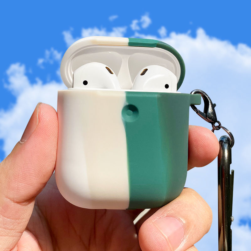 蘋果無線藍牙耳機保護殼二三代森林綠金屬掛鉤airpods3代2021款保護套