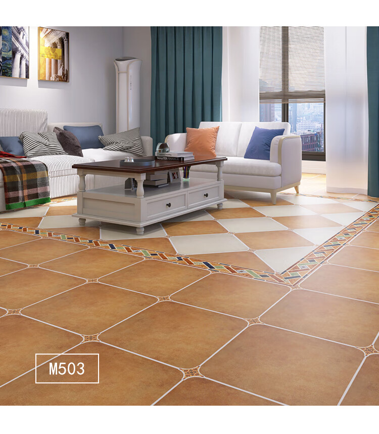 bonjean 圆角砖仿古砖500x500欧式客厅餐厅美式地砖卧室防滑法式复古