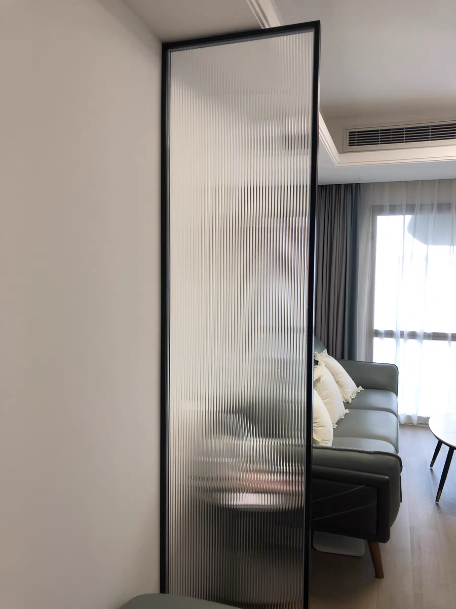 不锈钢极窄边框隔断长虹艺术透明磨砂玻璃简约客餐厅铁艺屏风 不锈钢