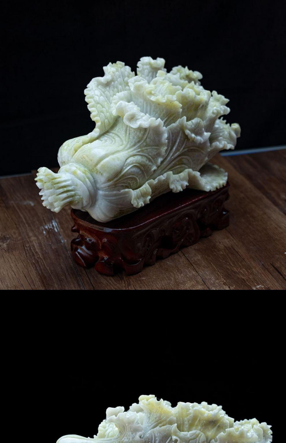 弗朗德蓝田玉白菜摆件招财装饰品客厅玄关风水摆件店铺开业新居礼品