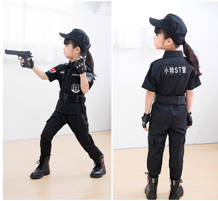 儿童服装小察男童小小衣服幼儿角色扮演套装特长袖套餐一墨镜100cm