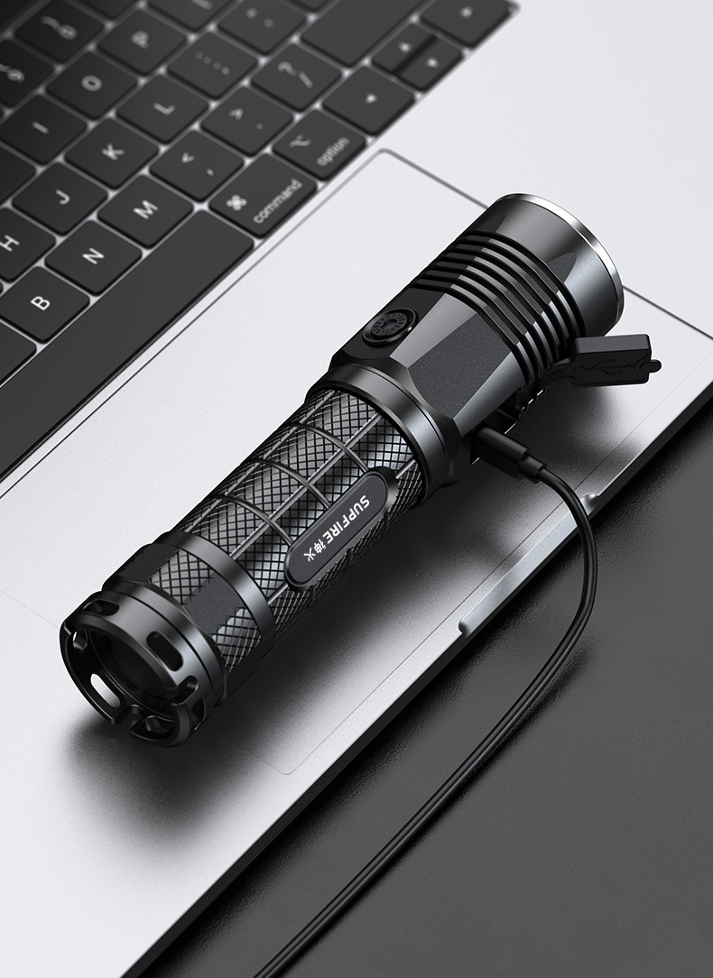 神火supfire强光手电筒小型充电式家用应急灯超亮远射led户外便携战术