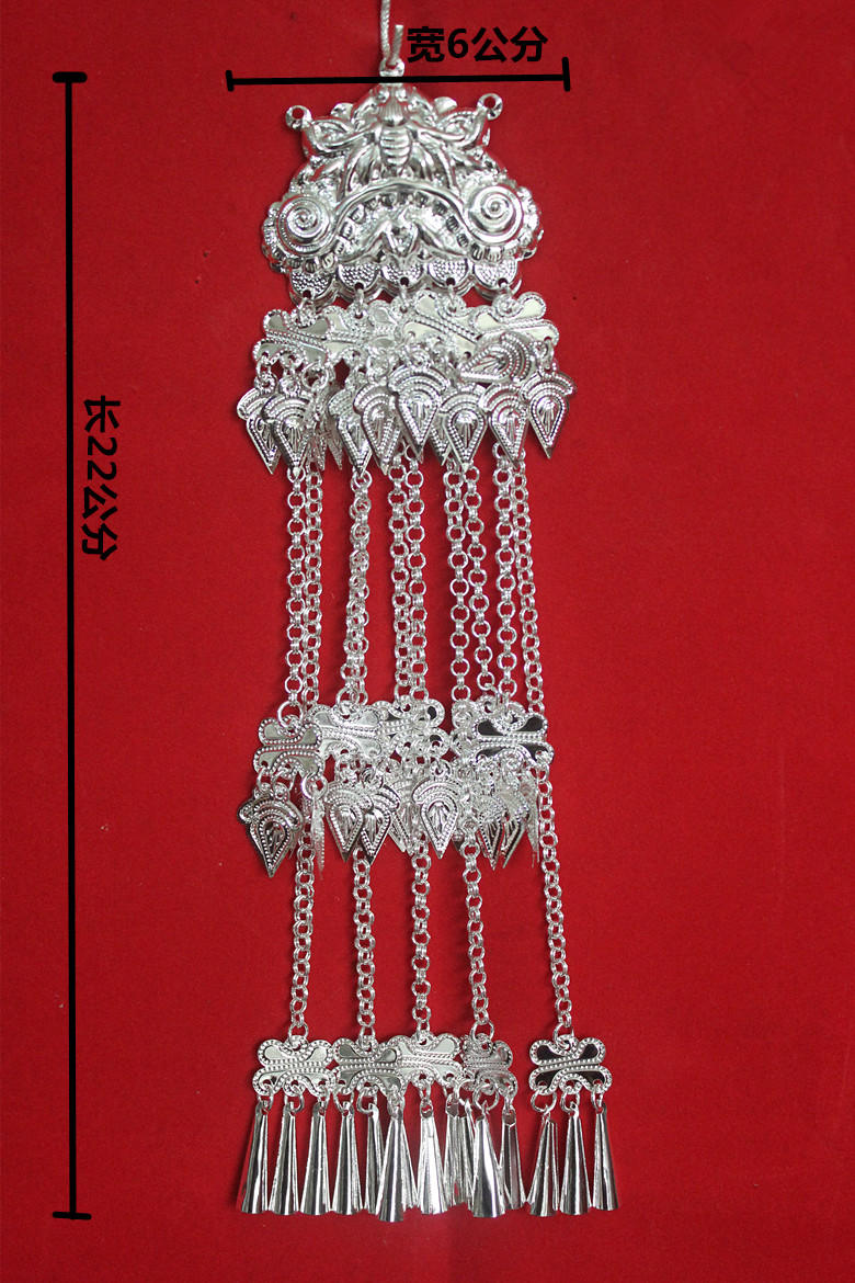 苗族银饰耳环湖南湘西披肩流苏百搭流行饰品时尚耳饰 银色1 20厘米