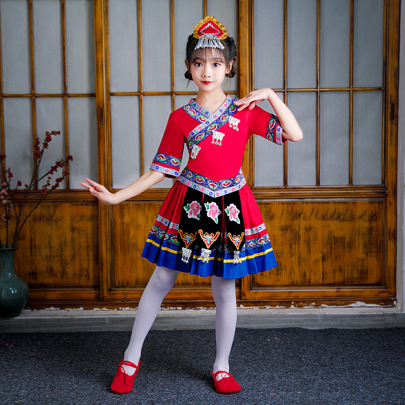 壮服装族儿童广西儿童少数民族服装苗族演出服男女童黎壮彝土家族广西