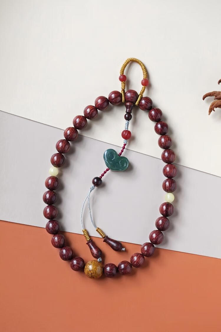 念汐海南黄花梨手持12mm女款手串老料虎皮纹海黄持珠檀木佛珠1080