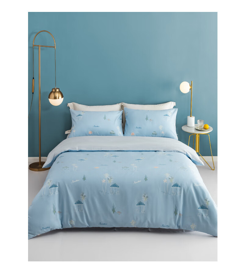 全棉时代纯棉床上四件套床单床笠被套用品全棉床品春夏套件三 云雨轩