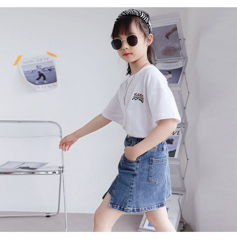 适合315岁小孩子小女孩夏天穿的牛仔裙女童牛仔半身裙秋新款韩版儿童
