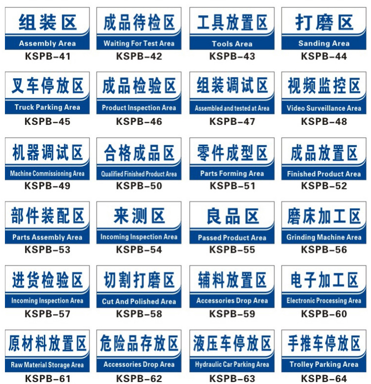 工厂车间仓库分区标识牌警示牌成品区不良品出货区分区牌悬挂标示指示