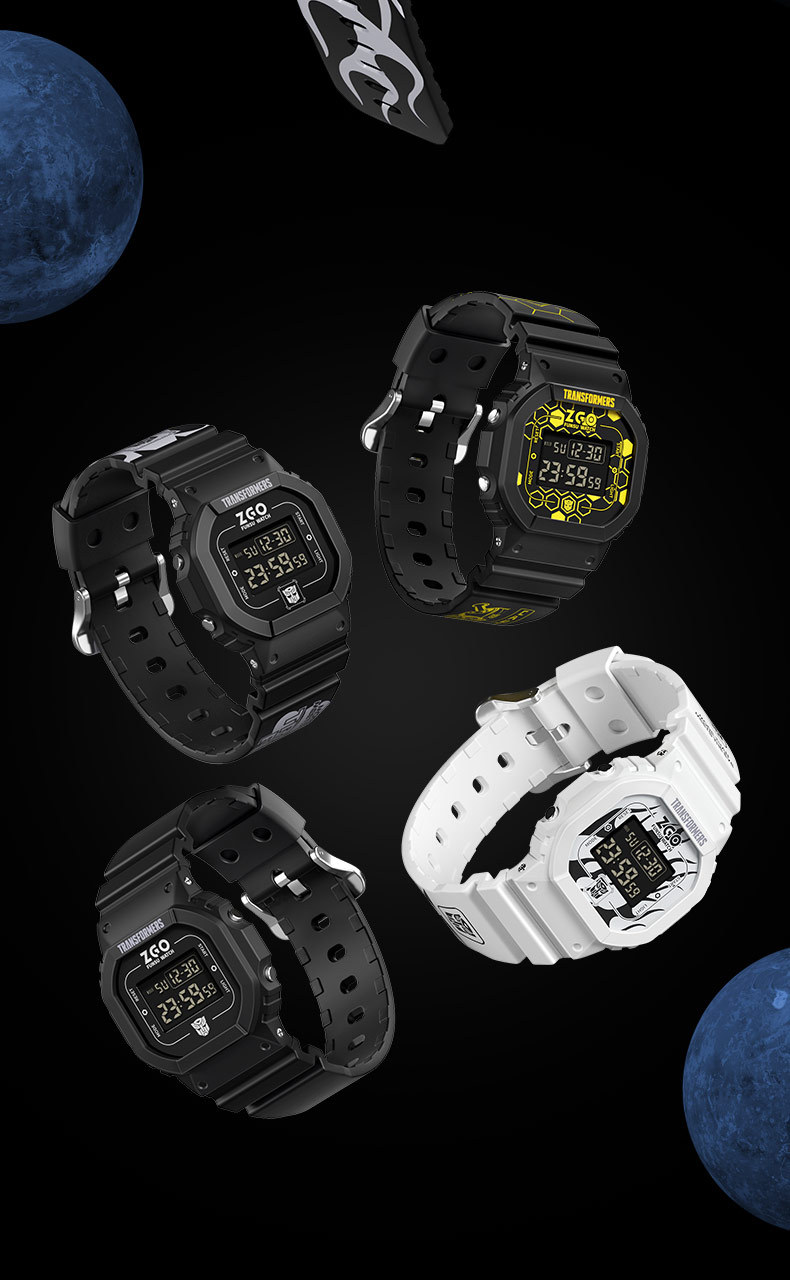 正港zgo变形金刚手表男学生考试电子表青少年多功能潮流涂鸦方块表